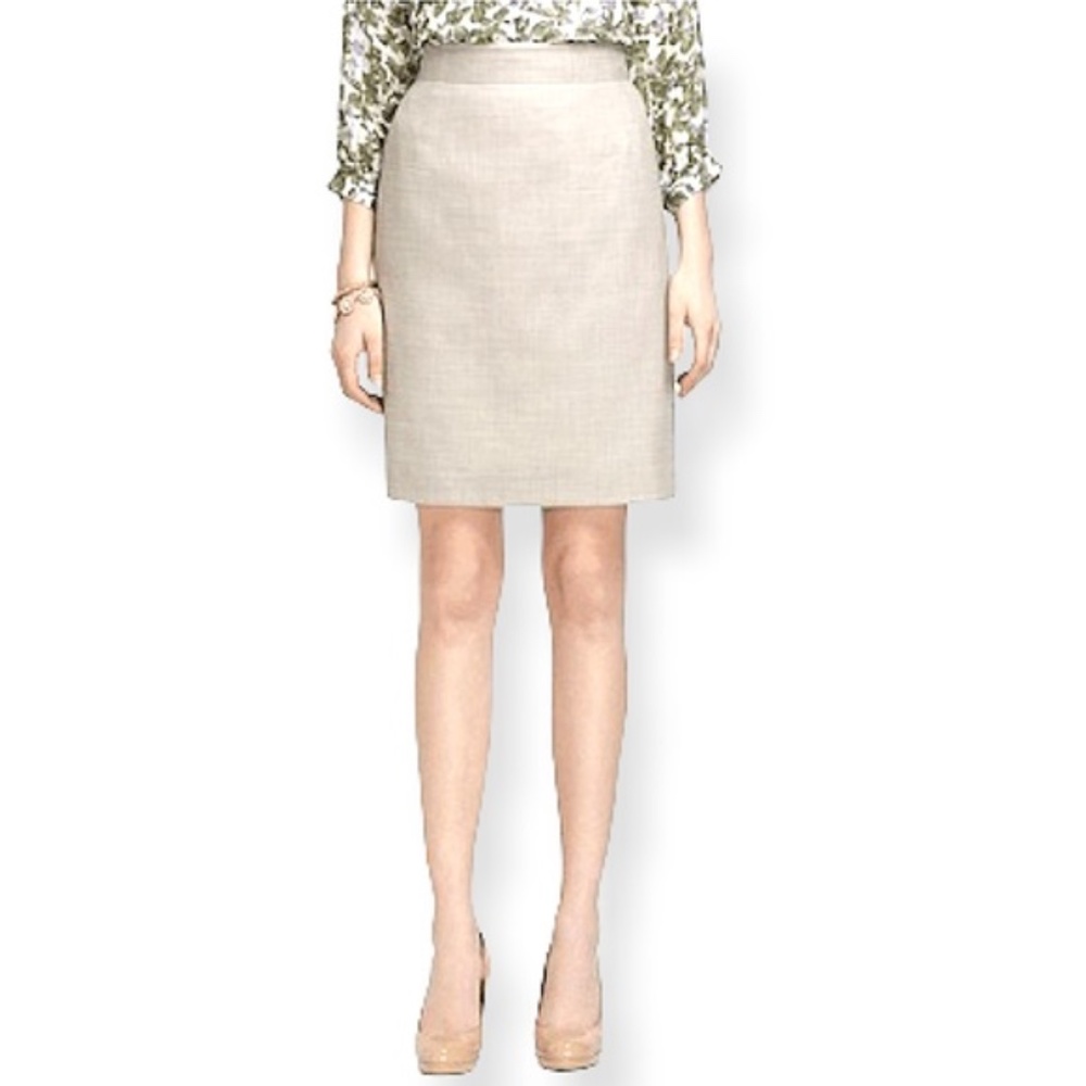 Brooks Brothers | Tan/Cream Linen Blend  Pencil Skirt 6
